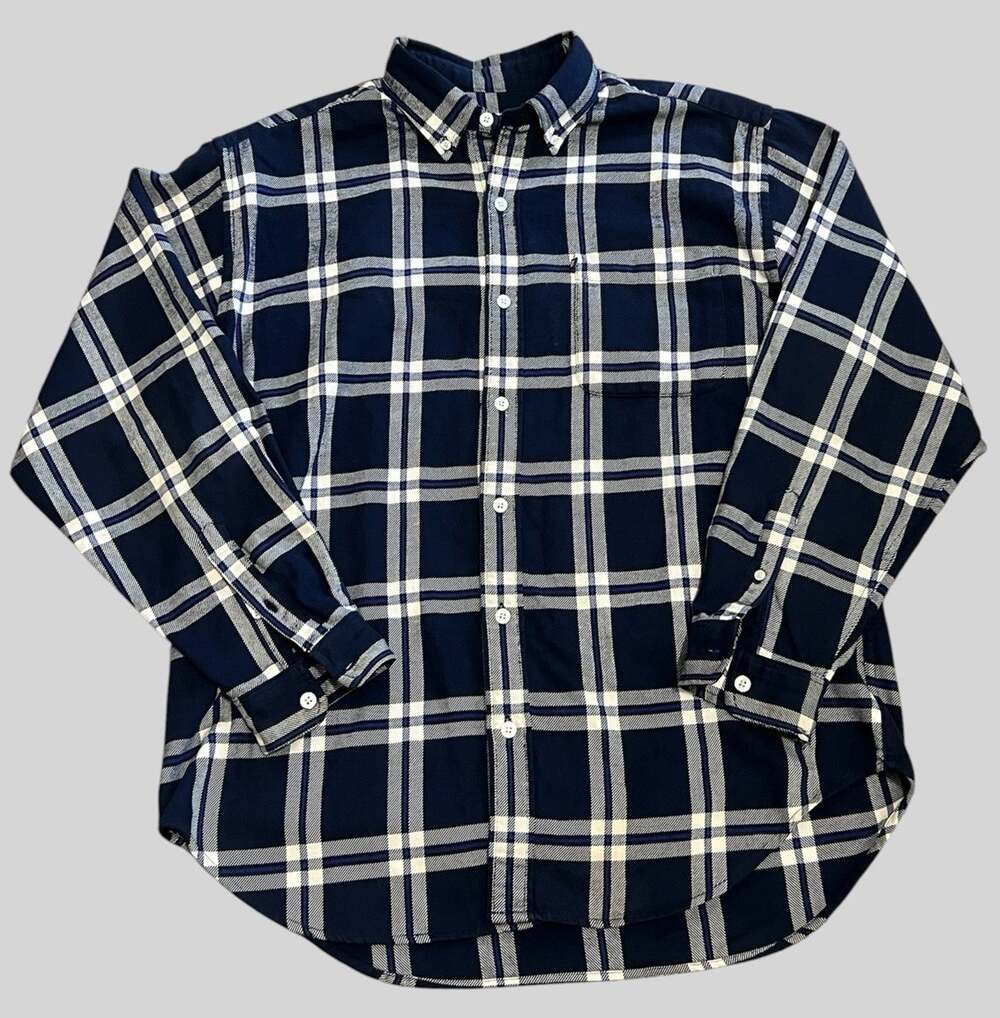 Vintage Polo Jeans Co Ralph Lauren Flannel Shirt Men's Large Blue Heavy Cotton